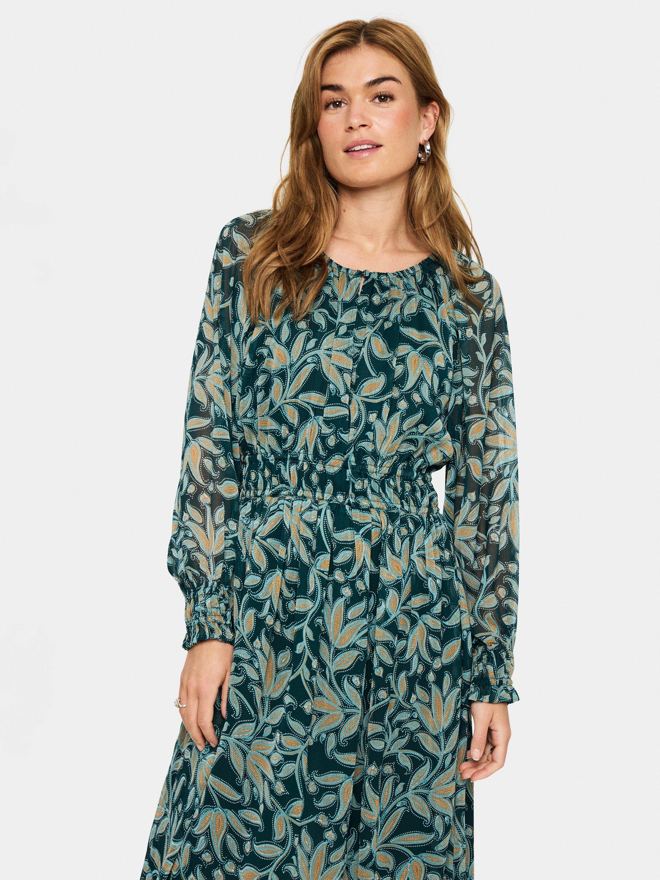 Product image 3 of 6, which shows Saint Tropez Maxine Pine Autumn Floral Maxi Dress, Pine/Multi, XS