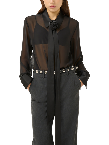 Gestuz Lynne Sheer Shirt, Black, Black