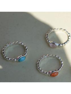 Daisy London Textured Stone Ring, Turquoise/ Silv - view 2, Turquoise/ Silv