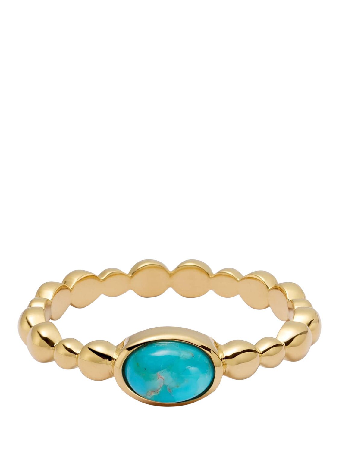 Product image 1 of 4, which shows Daisy London Textured Stone Ring, Turquoise/ Gold, J