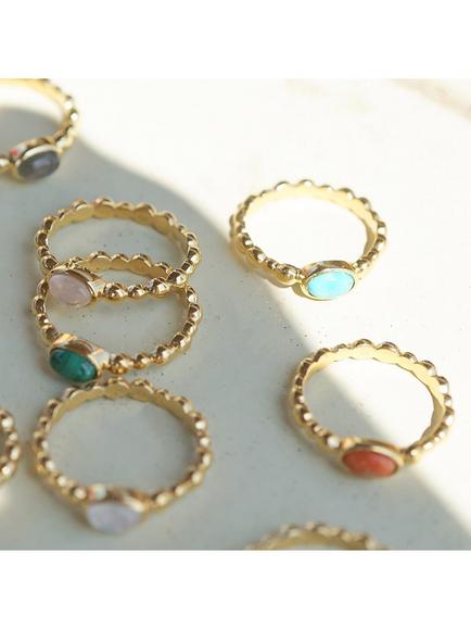 Daisy London Textured Stone Ring, Turquoise/ Gold - view 2, Turquoise/ Gold