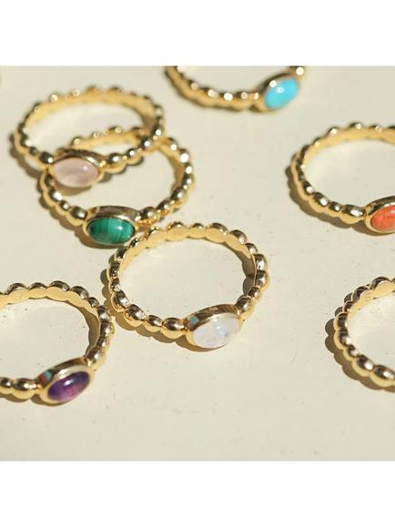 Daisy London Textured Stone Ring, Rainbow / Gold - view 2, Rainbow / Gold