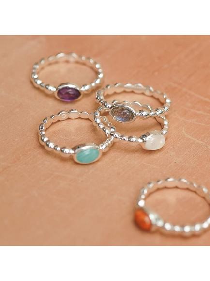 Daisy London Textured Stone Ring, Rainbow/ Silv - view 2, Rainbow/ Silv