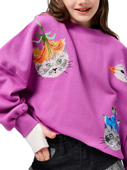 Molo Kids' Animal Sparkle Jumper, Pink, Animal Sparkle