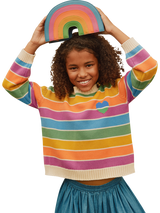 Molo Kids' Striped Jumper, Heart Rainbow