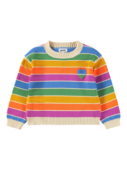Molo Kids' Striped Jumper, Heart Rainbow - view 2, Heart Rainbow