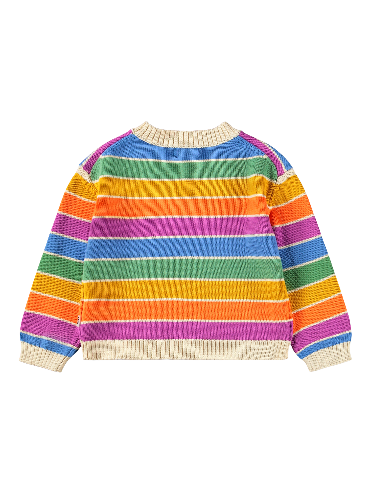Product image 3 of 4, which shows Molo Kids' Striped Jumper, Heart Rainbow, 3-4 years