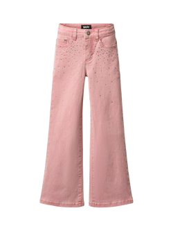 Molo Kids' Asta Rhinestone Flared Jeans, Blush - view 2, Blush Rhinestone
