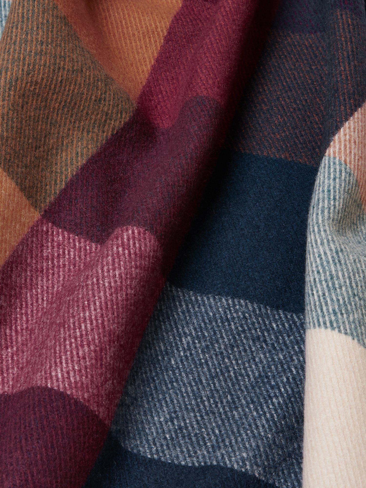 Product image 5 of 7, which shows Joules Langtree Check Scarf, Teal Blue, One Size