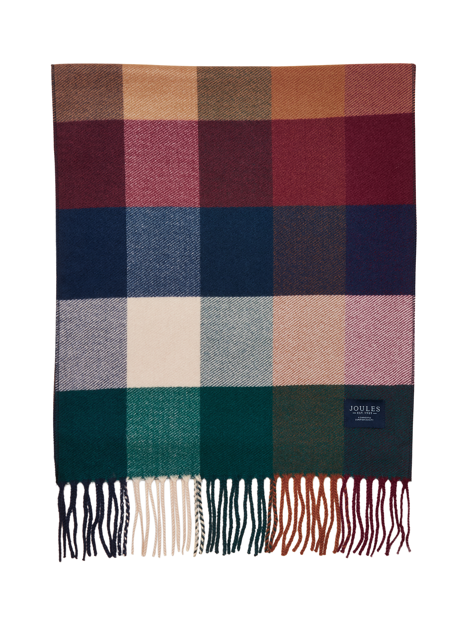 Product image 7 of 7, which shows Joules Langtree Check Scarf, Teal Blue, One Size