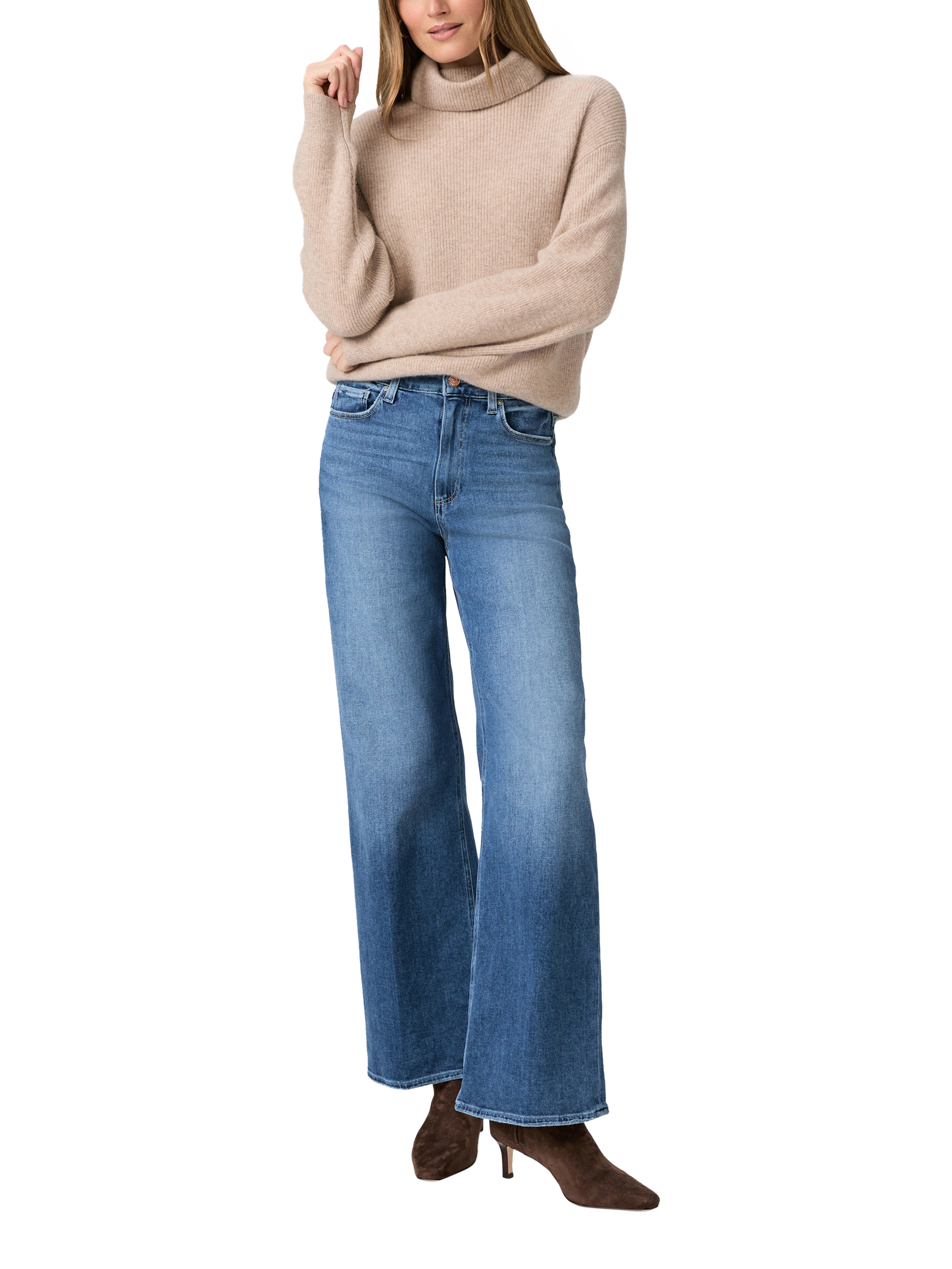 Product image 1 of 4, which shows PAIGE Anessa Wide Leg Jeans, Freeride, 24