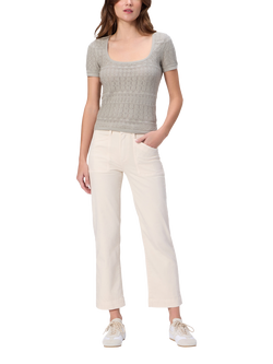 PAIGE Quincy Mid Rise Straight Ankle Jeans, Off White, Off White