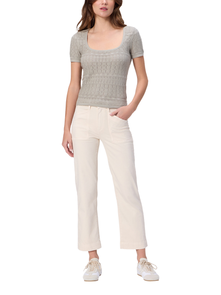 PAIGE Quincy Mid Rise Straight Ankle Jeans, Off White, Off White