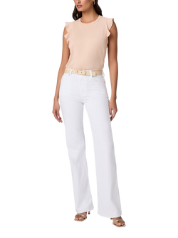 PAIGE Sofia Mid Rise Flared Jeans, White, White