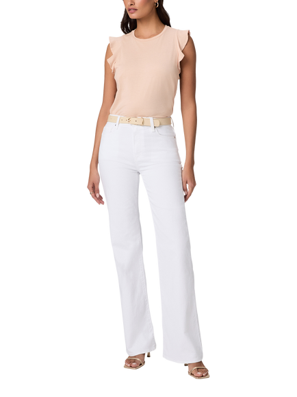 PAIGE Sofia Mid Rise Flared Jeans, White, White