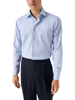 Eton Cotton Twill Regular Fit Semi-Solid Dress Shirt, Light Blue