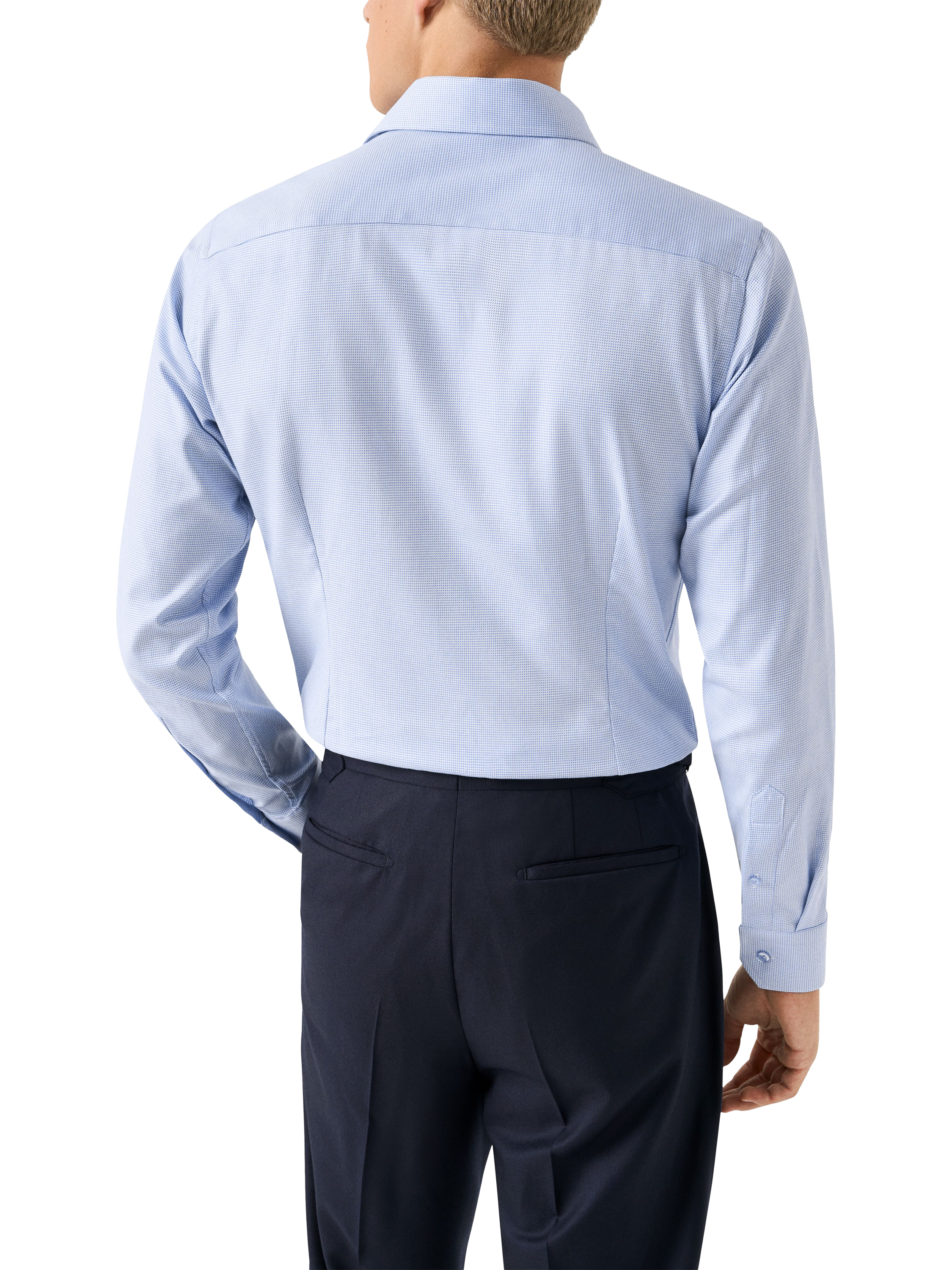 Product image 2 of 8, which shows Eton Cotton Twill Regular Fit Semi-Solid Dress Shirt, Light Blue, 14.5