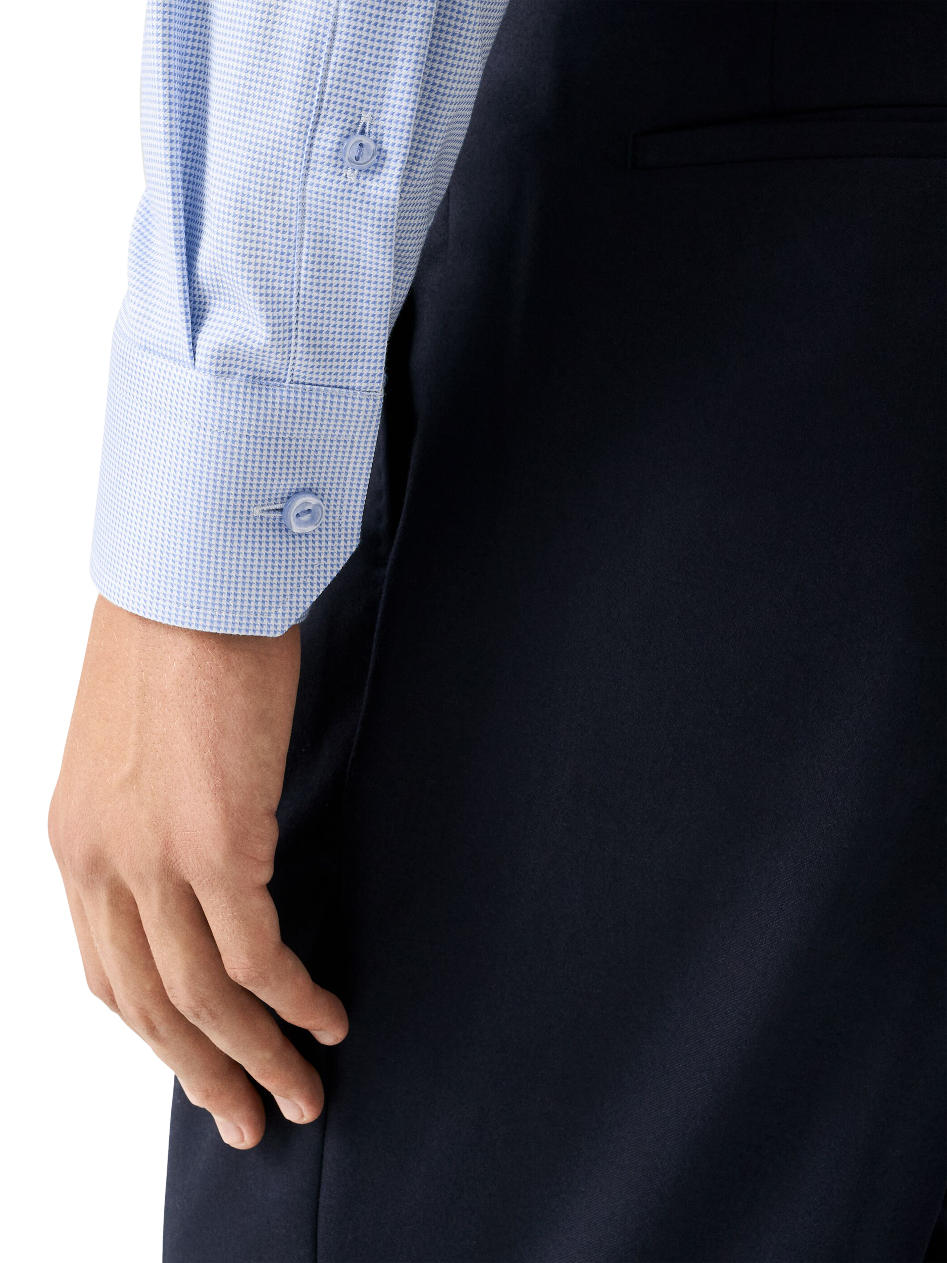 Product image 4 of 8, which shows Eton Cotton Twill Regular Fit Semi-Solid Dress Shirt, Light Blue, 14.5