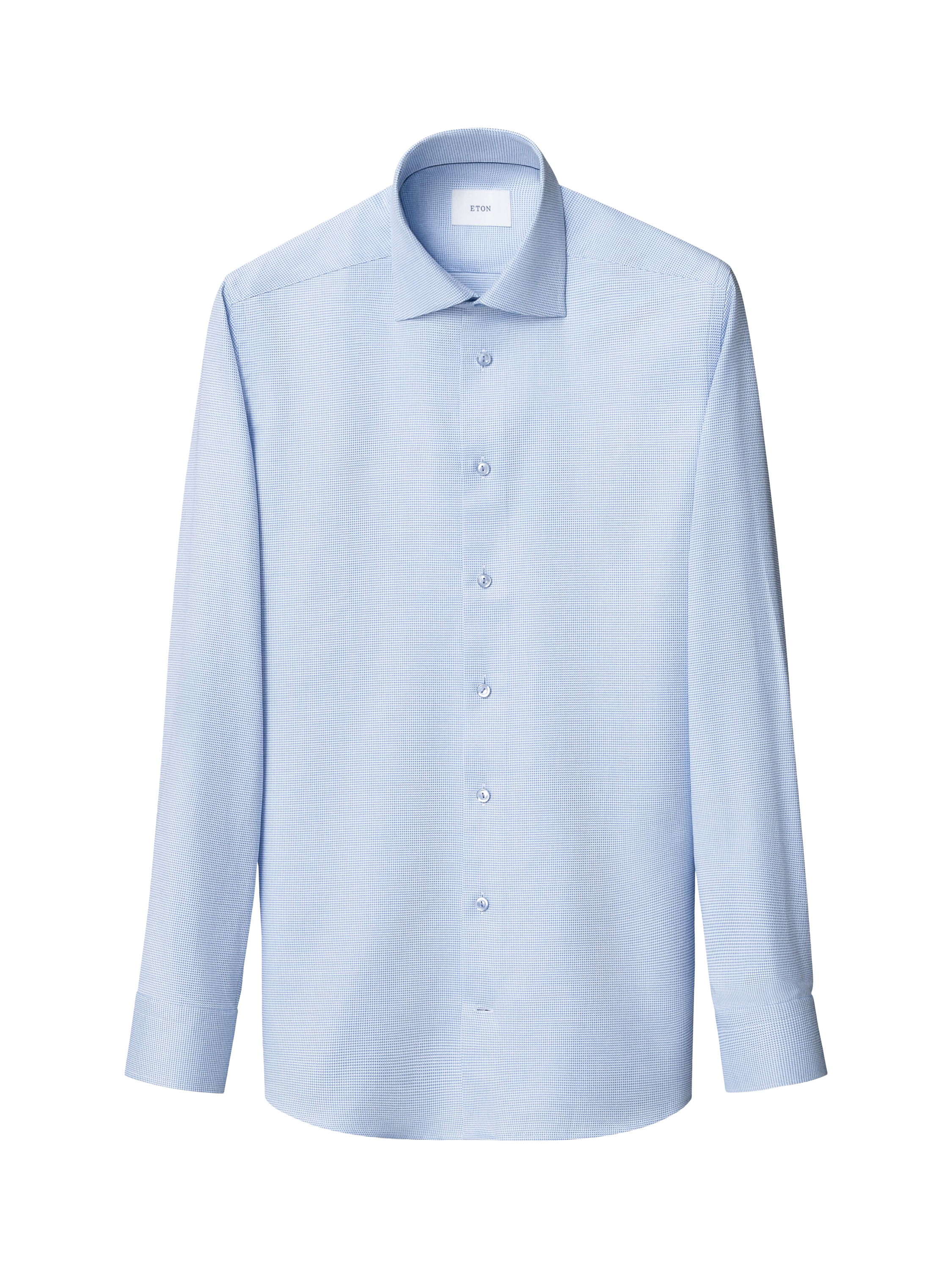 Product image 5 of 8, which shows Eton Cotton Twill Regular Fit Semi-Solid Dress Shirt, Light Blue, 14.5