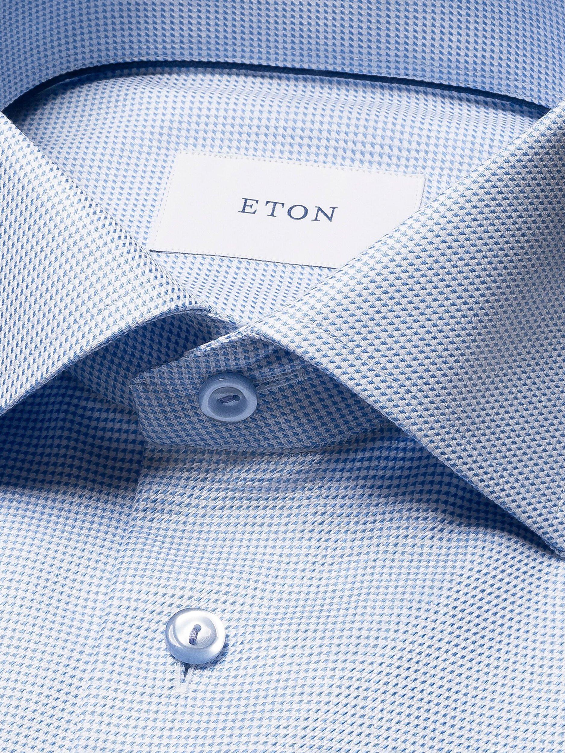 Product image 6 of 8, which shows Eton Cotton Twill Regular Fit Semi-Solid Dress Shirt, Light Blue, 14.5