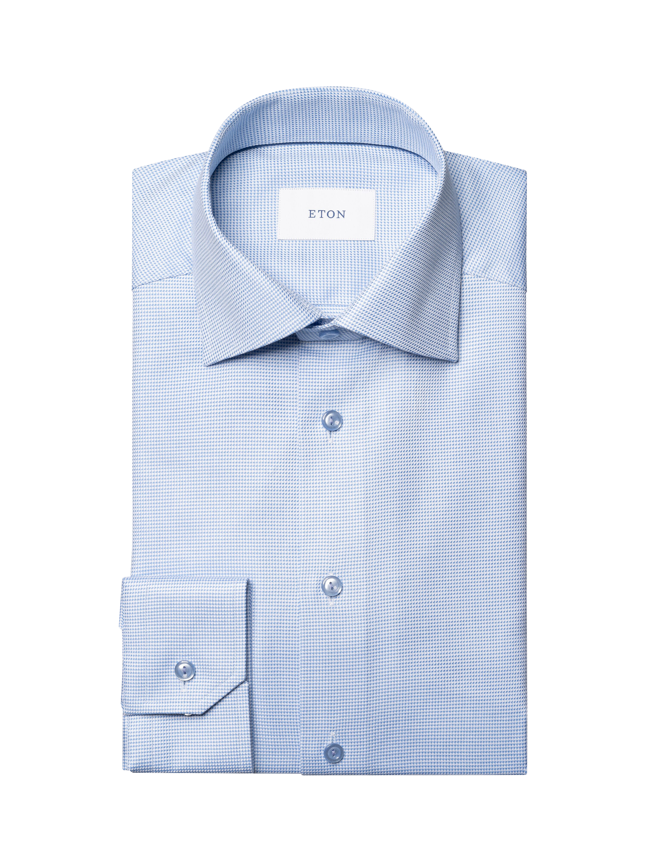 Product image 8 of 8, which shows Eton Cotton Twill Regular Fit Semi-Solid Dress Shirt, Light Blue, 14.5