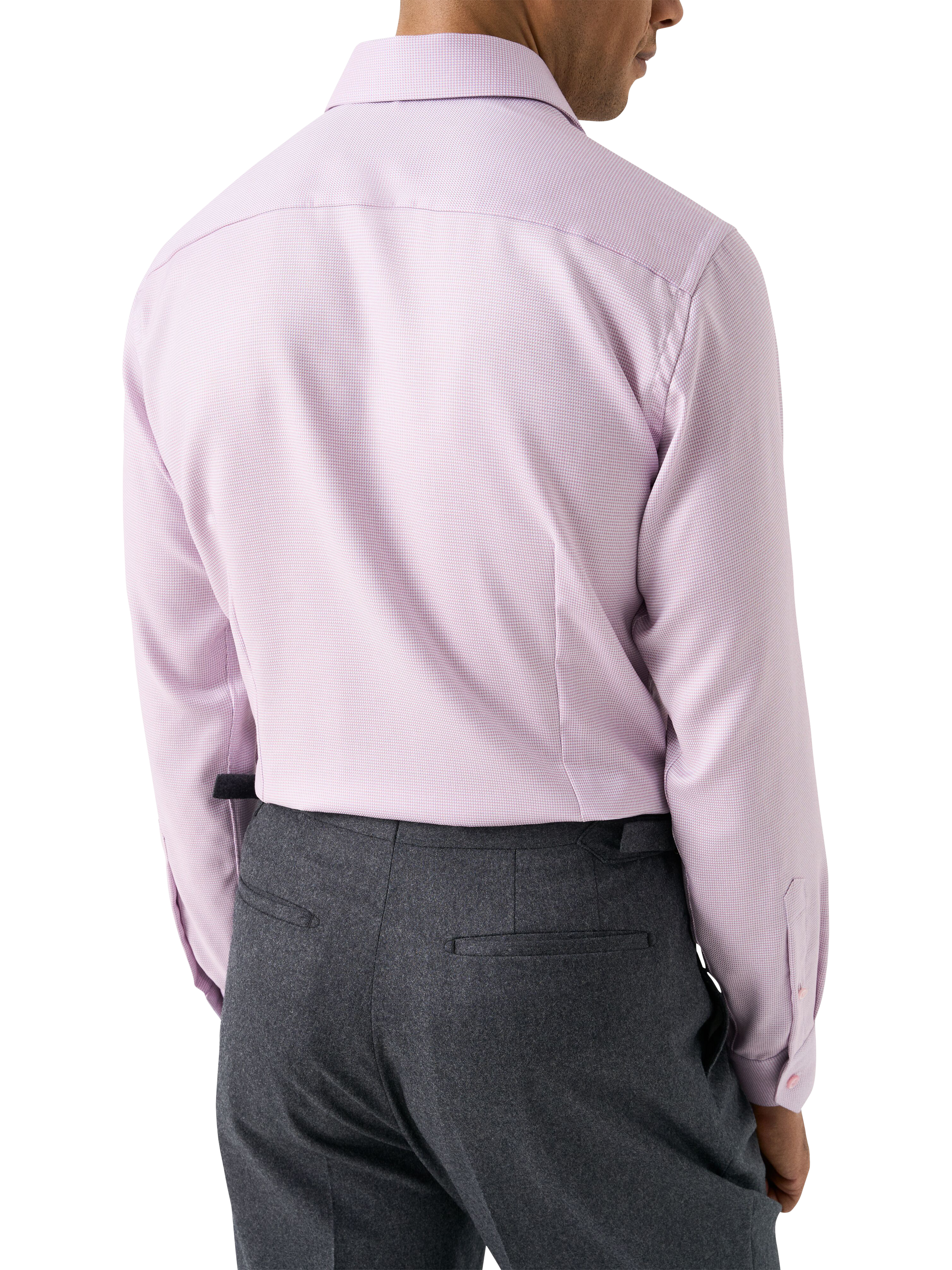 Product image 2 of 8, which shows Eton Cotton Twill Regular Fit Semi-Solid Dress Shirt, Pink, 14.5