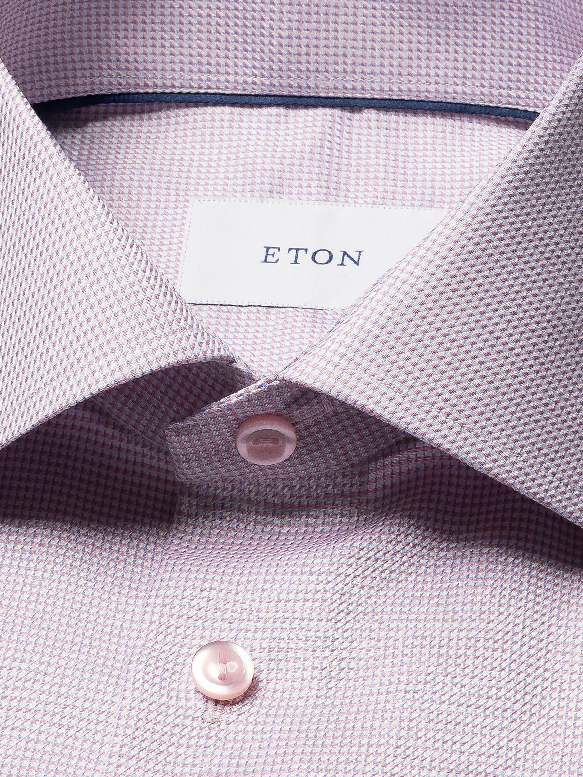 Product image 6 of 8, which shows Eton Cotton Twill Regular Fit Semi-Solid Dress Shirt, Pink, 14.5