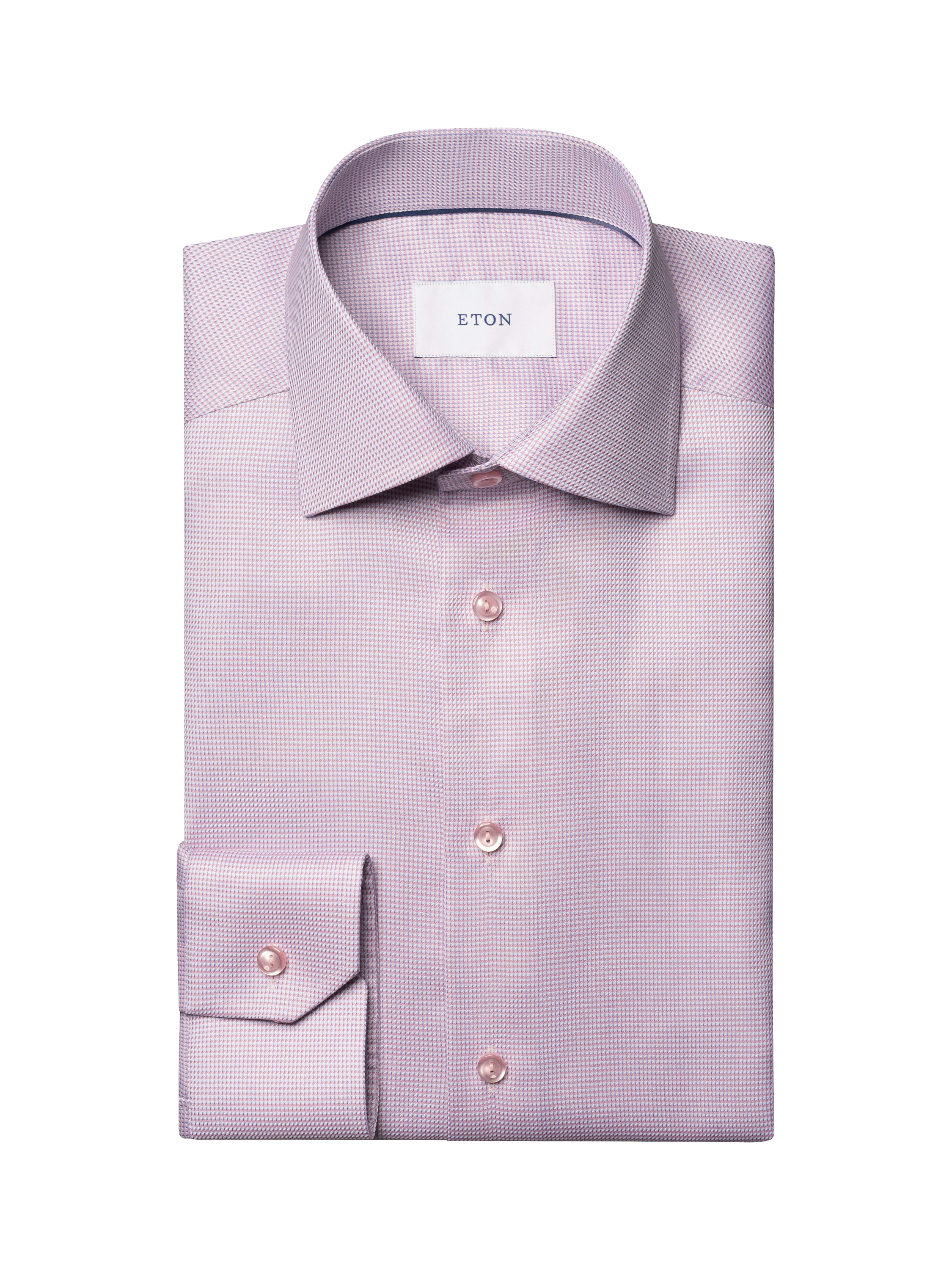 Product image 8 of 8, which shows Eton Cotton Twill Regular Fit Semi-Solid Dress Shirt, Pink, 14.5