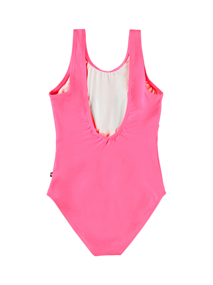 Molo Kids' Nika Sequin Smile Face Swimsuit, Pink Face - view 2, Pink Face