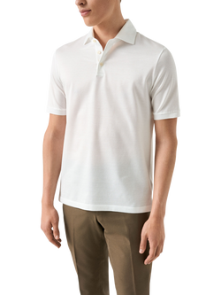 Eton Filo di ScoziaCotton Yarn Regular Fit Short Sleeve Polo Shirt, White