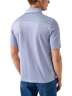 Eton Filo di ScoziaCotton Yarn Regular Fit Short Sleeve Polo Shirt - view 2, Mid Blue