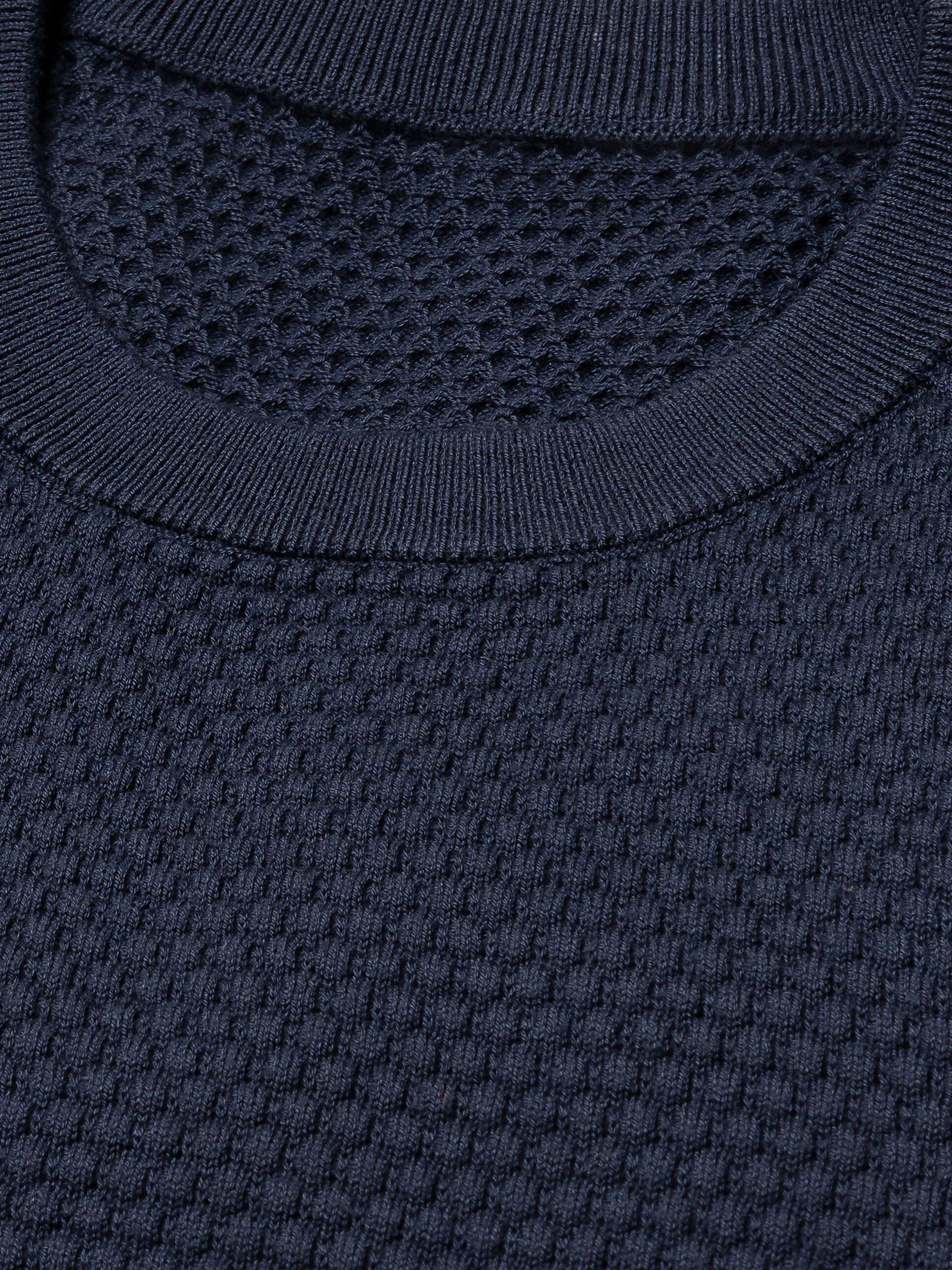 Product image 6 of 7, which shows Eton Egyptian Cotton Regular Fit Structured Crew Neck Jumper, Dark Blue, S