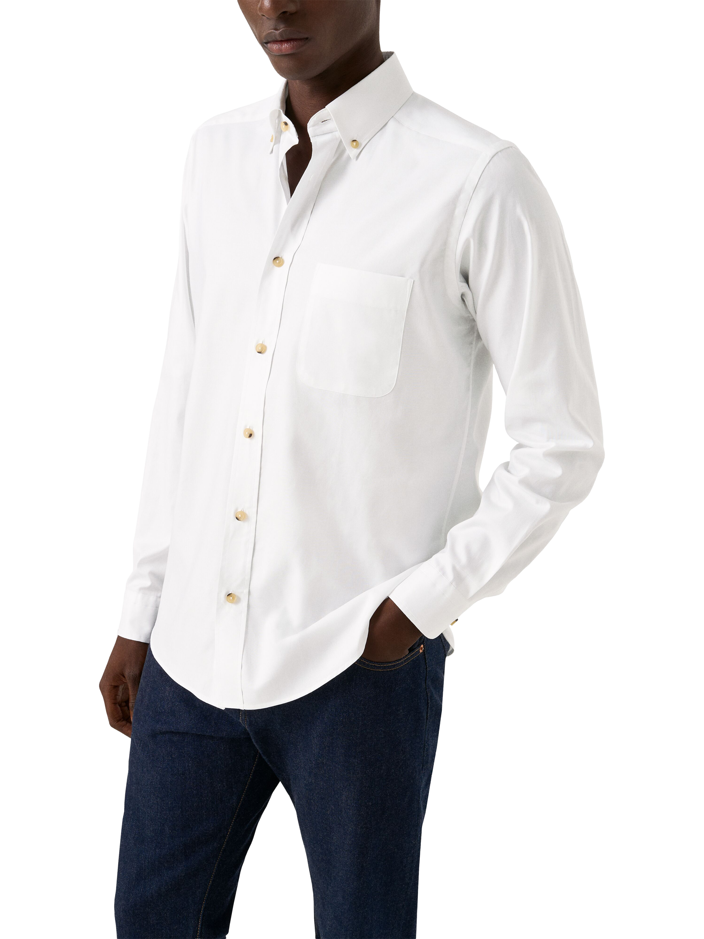 Product image 1 of 8, which shows Eton Cotton Regular Fit Oxford Shirt, White, S