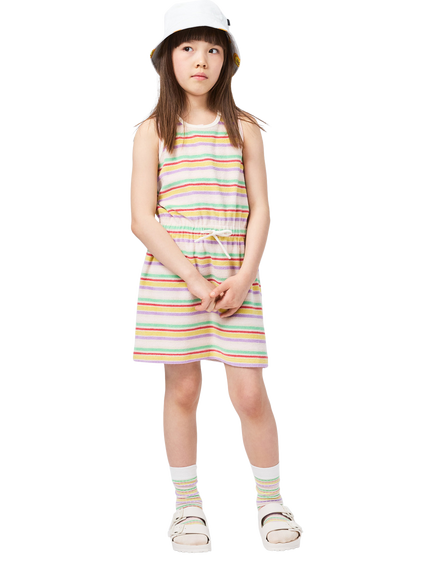 Molo Kids' Cherish Stripy Sleeveless Dress, Pastels Stripe, Pastels Stripe