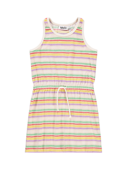 Molo Kids' Cherish Stripy Sleeveless Dress, Pastels Stripe - view 2, Pastels Stripe