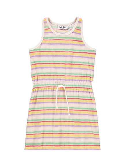 Molo Kids' Cherish Stripy Sleeveless Dress, Pastels Stripe - view 2, Pastels Stripe