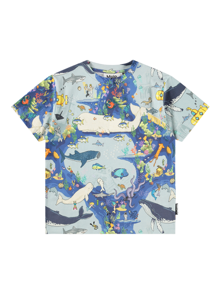Molo Kids' Riley T-Shirt, Pixel Ocean - view 2, Pixel Ocean