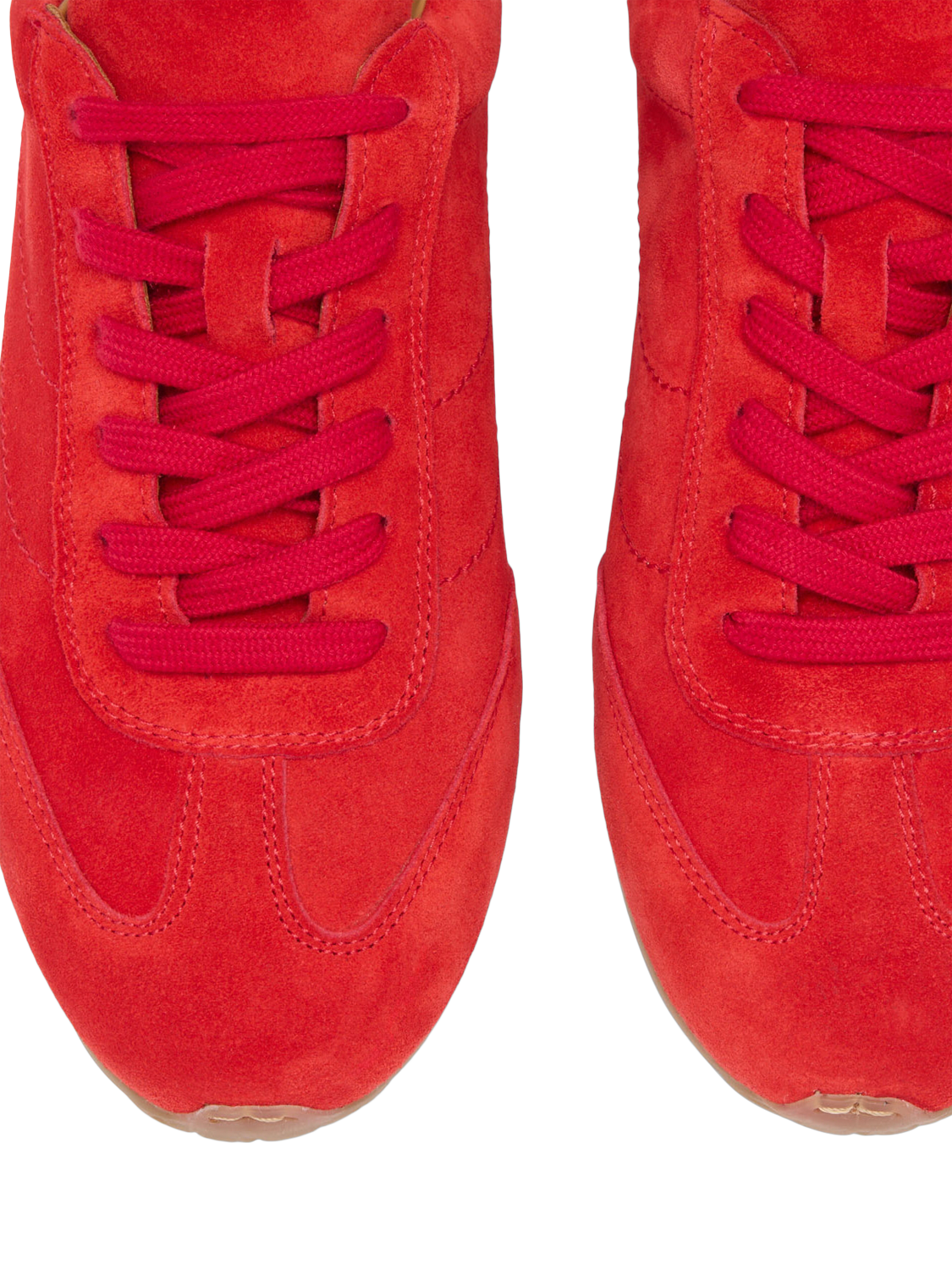 Product image 4 of 4, which shows Russell & Bromley Carr Suede Thin Sole Lace Up Trainers, Red, 3
