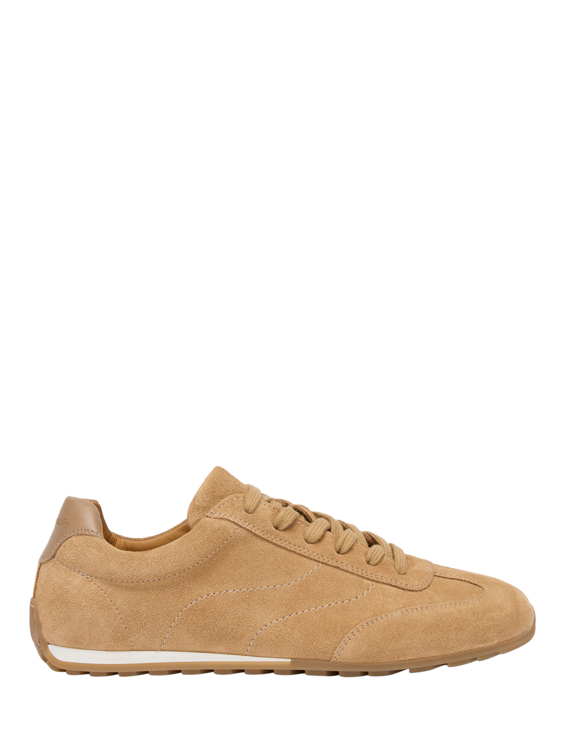 Product image 1 of 4, which shows Russell & Bromley Carr Suede Thin Sole Lace Up Trainers, Natural, 3