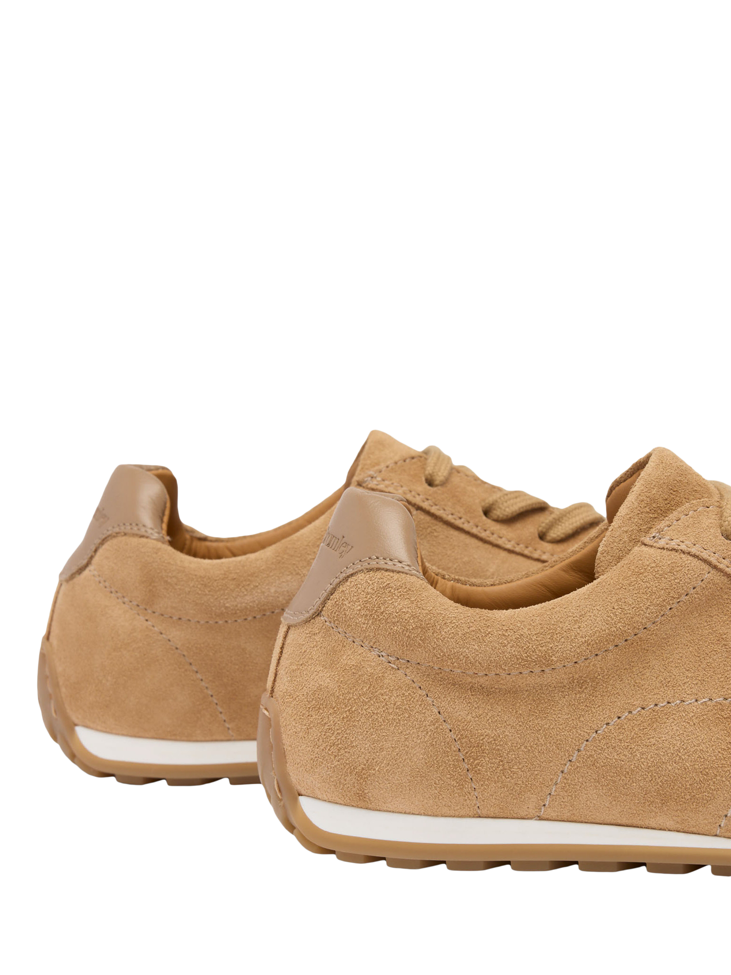 Product image 3 of 4, which shows Russell & Bromley Carr Suede Thin Sole Lace Up Trainers, Natural, 3
