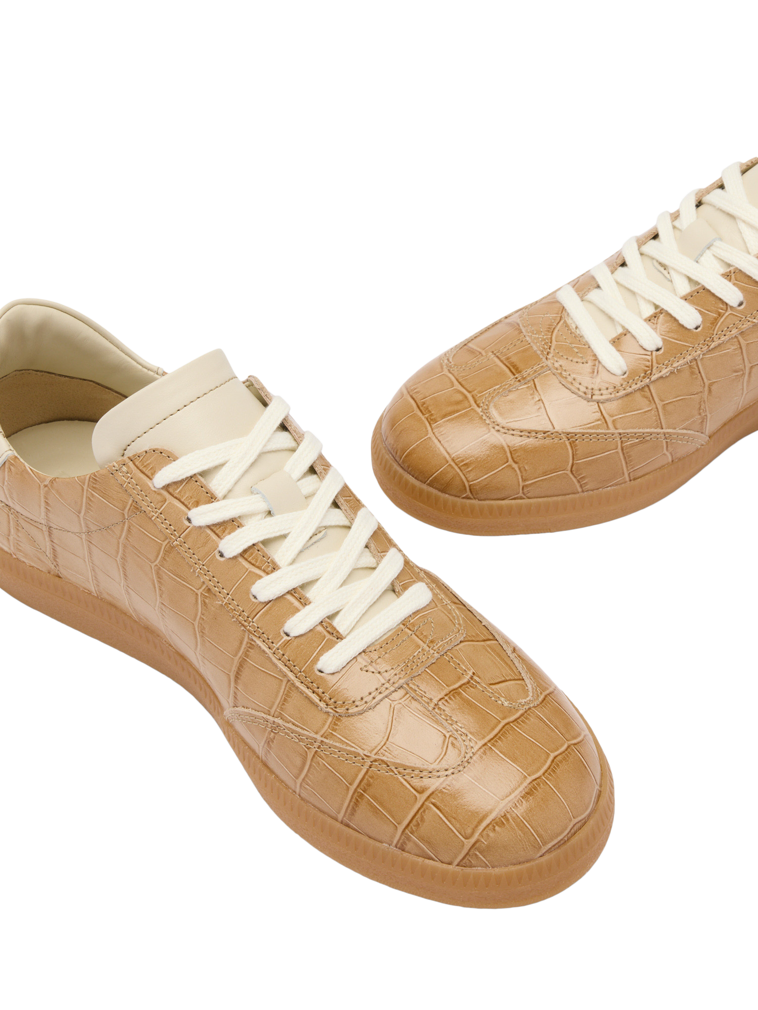 Product image 3 of 4, which shows Russell & Bromley Nordic Leather Thin Sole Trainers, Beige, 5