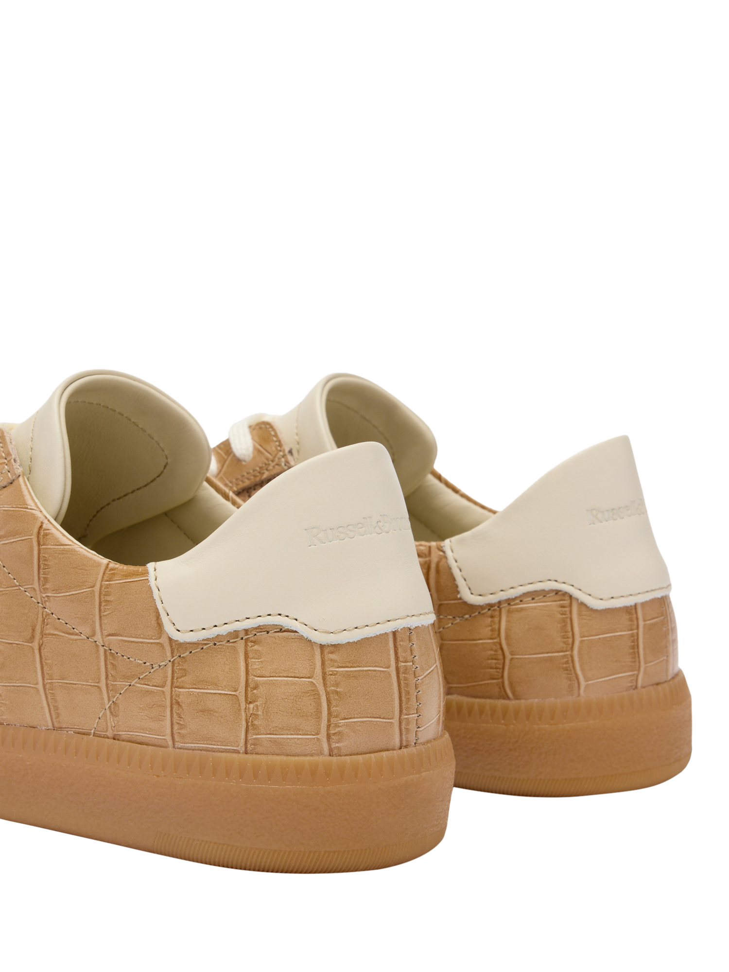 Product image 4 of 4, which shows Russell & Bromley Nordic Leather Thin Sole Trainers, Beige, 5