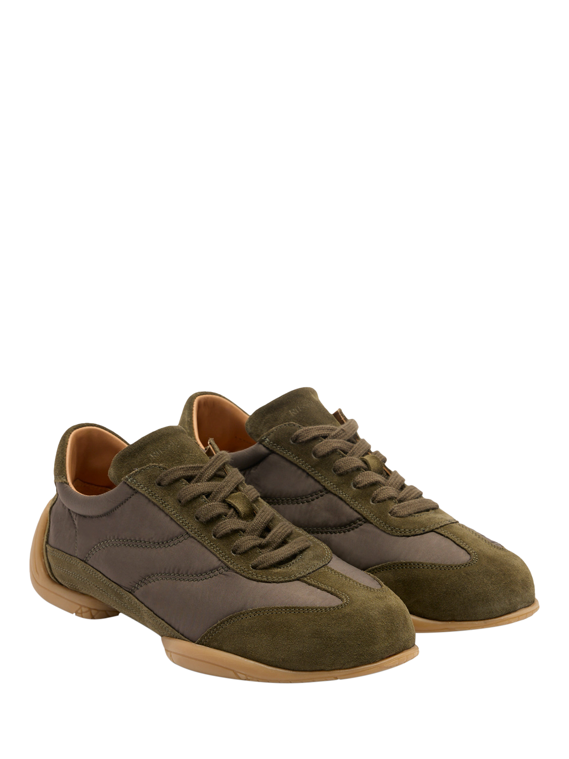Product image 2 of 4, which shows Russell & Bromley Ruthwaite Suede Blend Split Sole Trainers, Green, 6