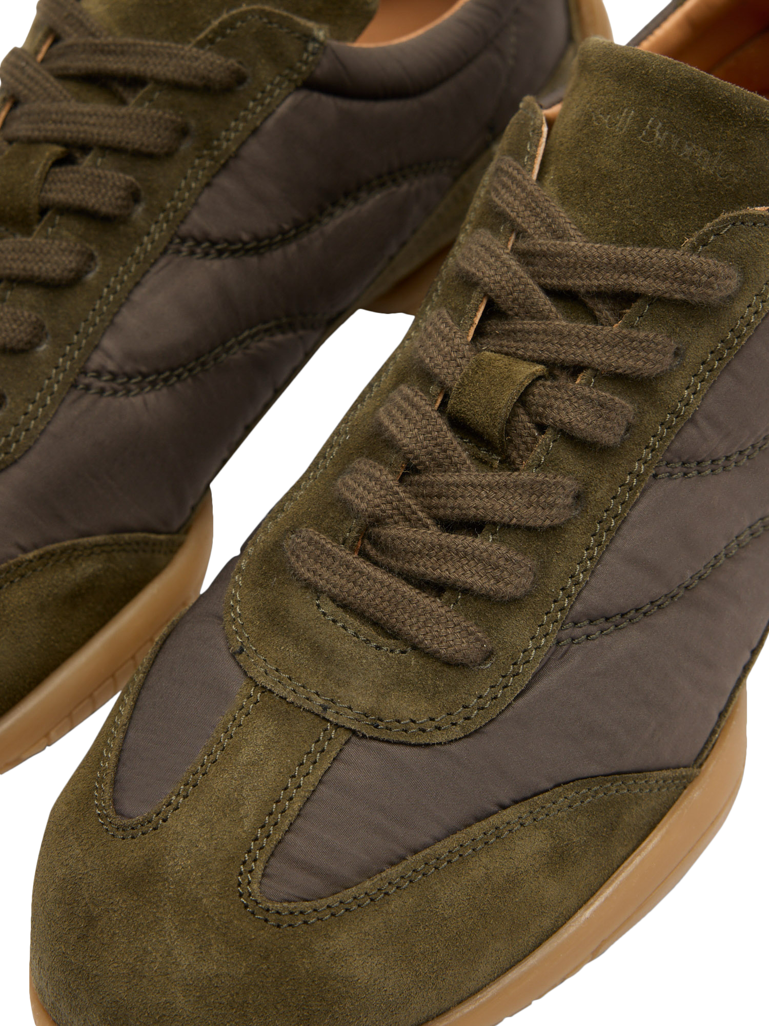 Product image 4 of 4, which shows Russell & Bromley Ruthwaite Suede Blend Split Sole Trainers, Green, 6