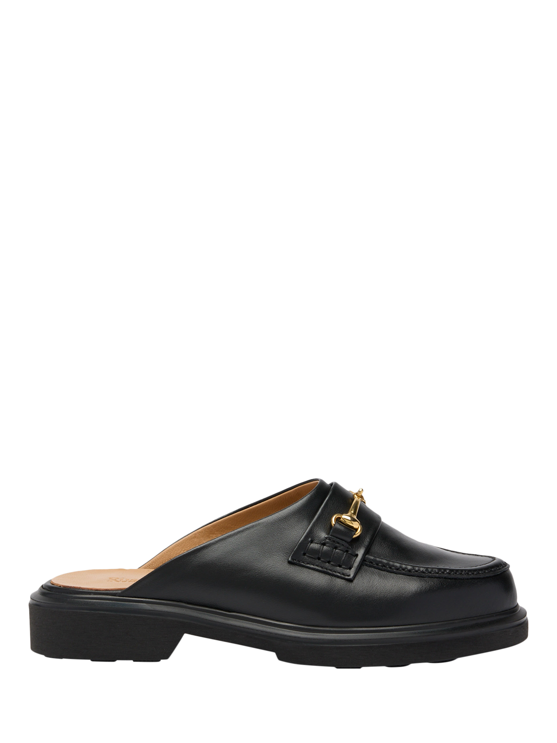 Product image 1 of 4, which shows Russell & Bromley Dalton Leather Snaffle Mule Loafers, Black, 5