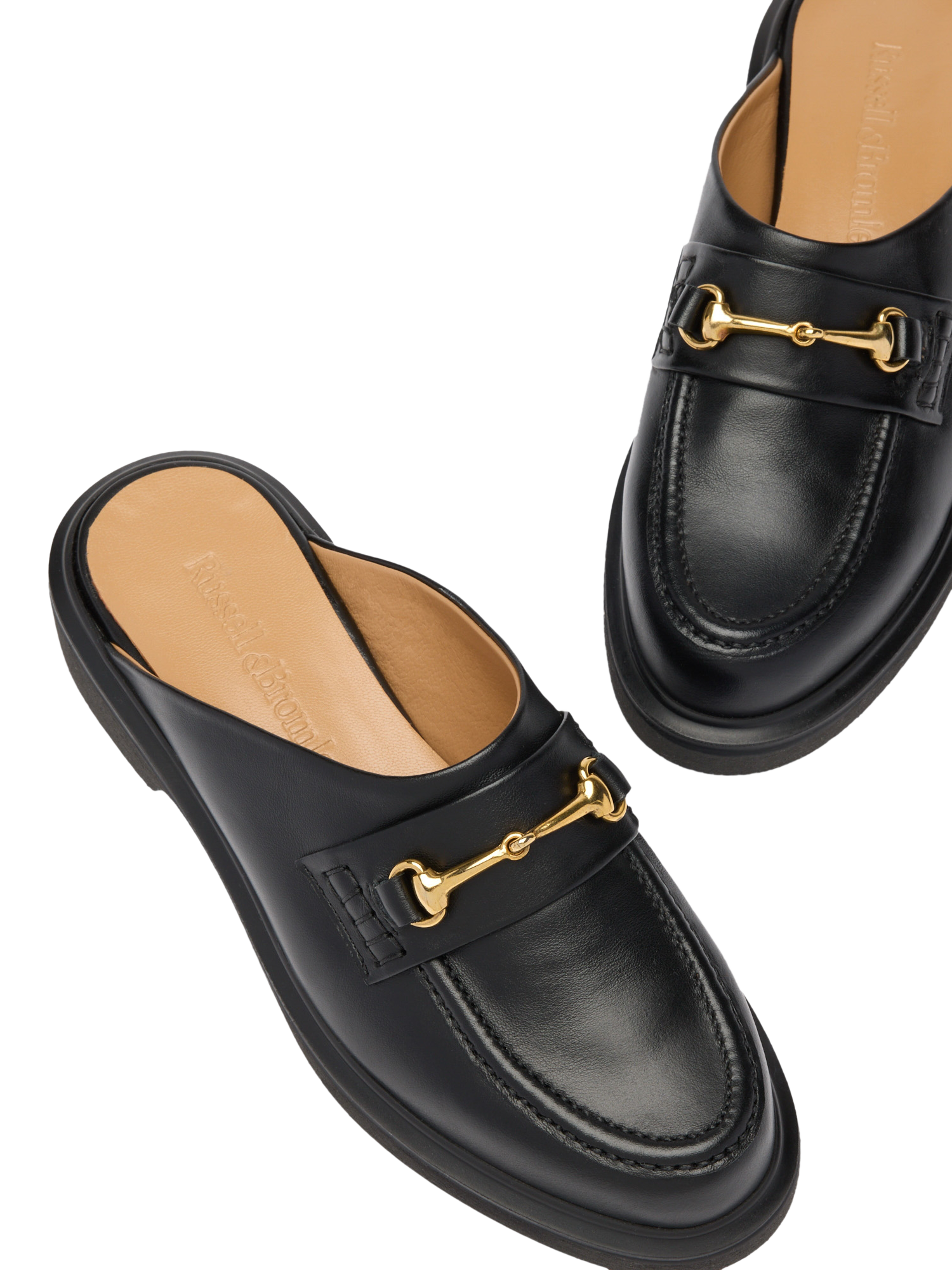 Product image 3 of 4, which shows Russell & Bromley Dalton Leather Snaffle Mule Loafers, Black, 5