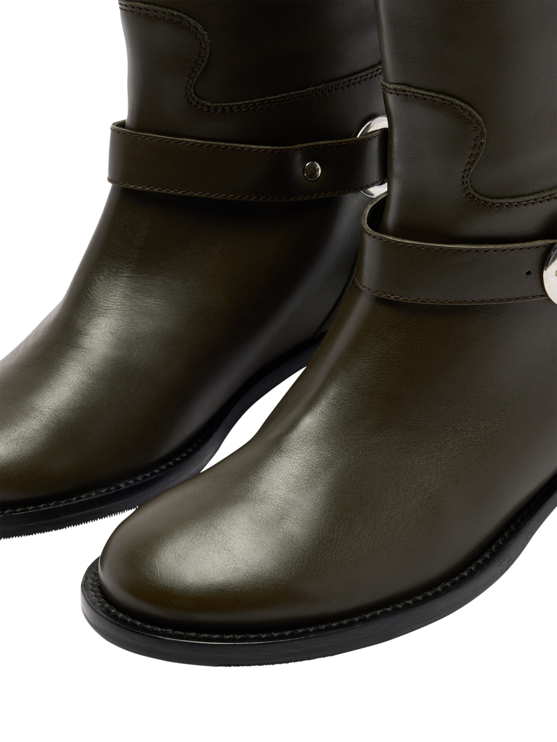 Product image 3 of 4, which shows Russell & Bromley Beckside Leather Equestrian Boot, Green, 7