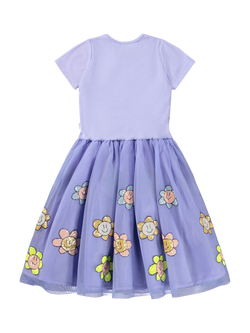 Molo Kids' Cyrusila Short Sleeved Sequin Flower Dress, Cool Lilac - view 2, Cool Lilac