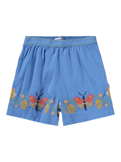 Molo Kids' Ally Pure Cotton Butterfly Shorts, Blue Flower - view 2, Blue Flower
