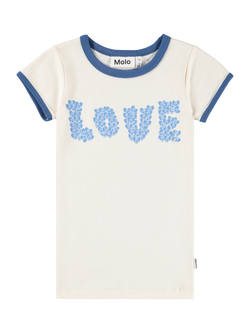 Molo Kids' Rhiannon Pure Cotton Short Sleeved T-Shirt, Love Blue, Love Blue